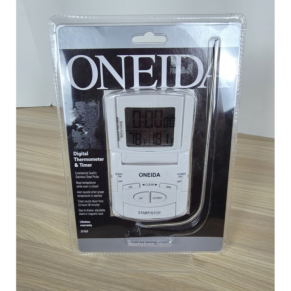 Oneida Digital Probe Oven Thermometer and Timer #31161 White  New in Package
